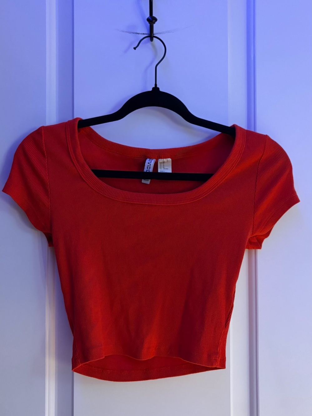 Women’s Red Ribbed Short Sleeve Crop Top never worn no tag